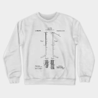 Ice Hockey Stick Patent - Ice Hockey Art - Black And White Crewneck Sweatshirt